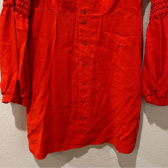 LINE & DOT Button Back Dress Red Square Neck Long Sleeve Pockets Size Large - Picture 8 of 10